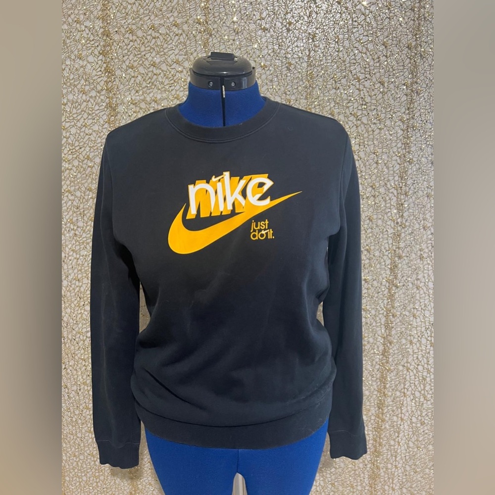 Nike Black Hoodie with Vibrant Yellow Graphic